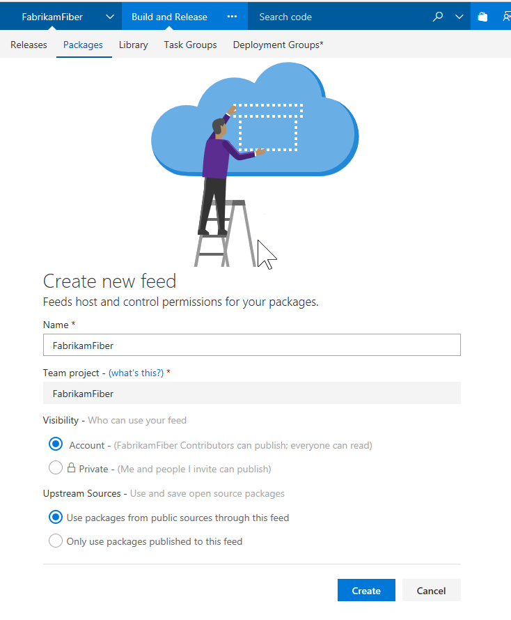 The new create feed dialog automatically enables upstream sources by default.