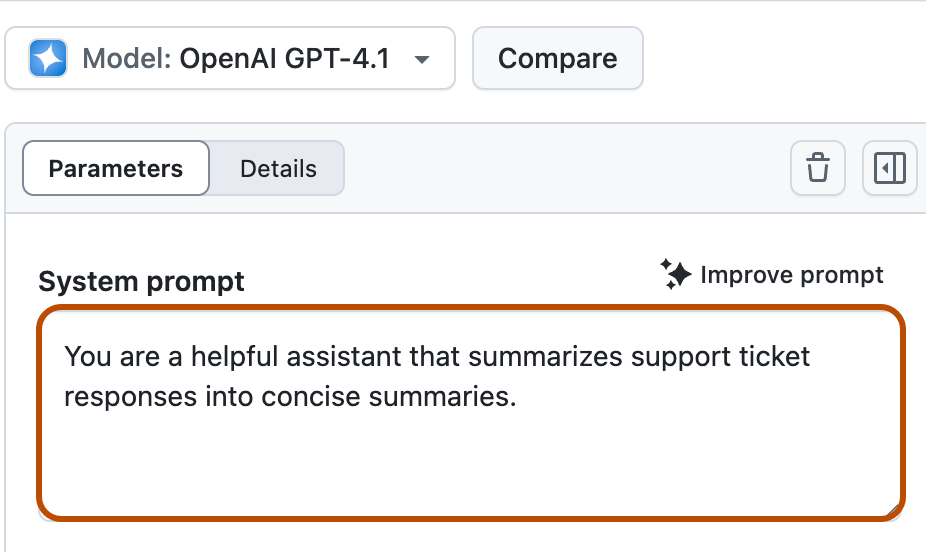 Screenshot des Systemprompts. Die Eingabe des Systemprompts ist hervorgehoben.